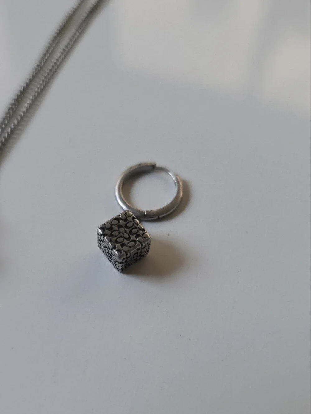 Coach Quilted Silver Cube Necklace And Earring